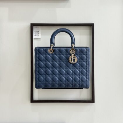 Lady Dior Large Navy Lambskin GHW
