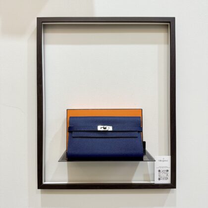 Hermes Kelly Wallet Bleu Saphir Epsom PHW