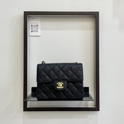 Chanel Vintage Mini Square Black Caviar 24K GHW