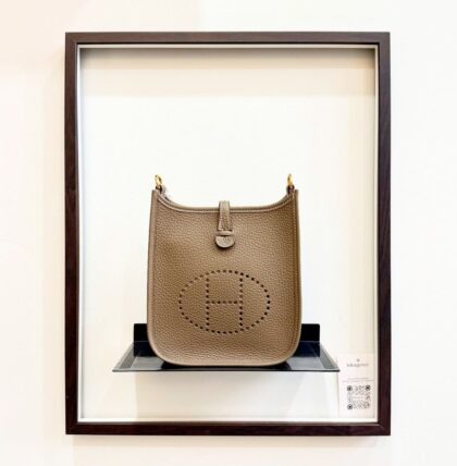 Hermes Mini Evelyne Etoupe Clemence GHW