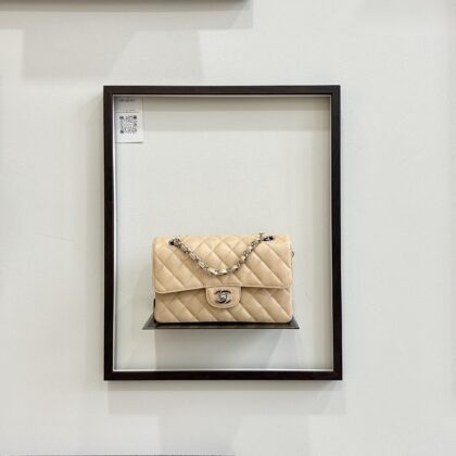 Chanel Small CF Beige Caviar SHW