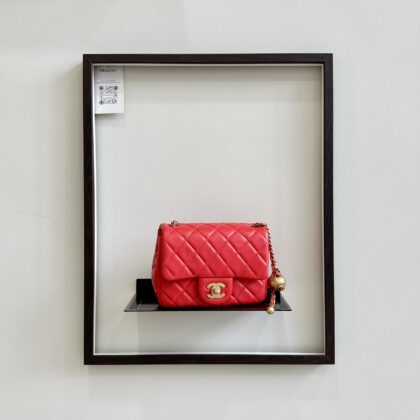 Chanel Pearl Crush Mini Square Red Lambskin GHW