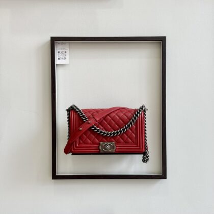 Chanel Old Medium Boy Flap Red Lambskin RHW