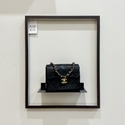 Chanel Vintage Mini Square Handbag Black Lambskin 24K GHW