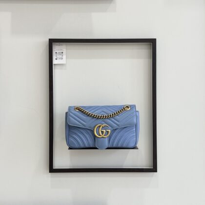 Gucci Small Marmont Blue Leather GHW