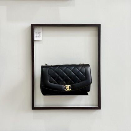 Chanel Medium Diana Reissue 28cm Black Lambskin Chain Shoulder GHW