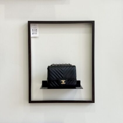 Chanel Chevron Mini Square Black Caviar GHW