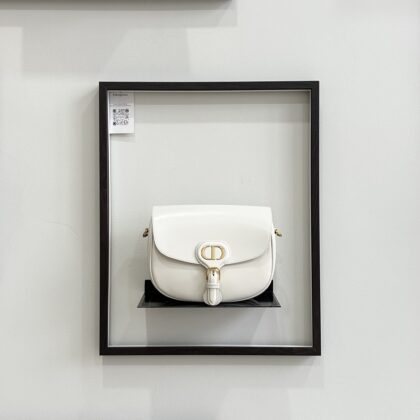 Dior White Medium Bobby Latte Box Calfskin GHW