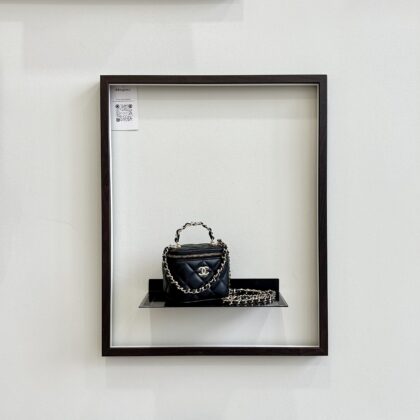 Chanel CC Top Handle Mini Vanity Black Lambskin LGHW