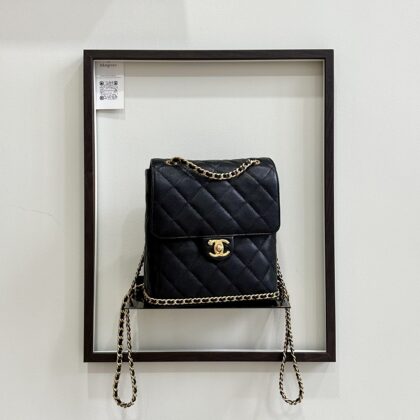 Chanel 23K Chain Backpack Black Caviar GHW