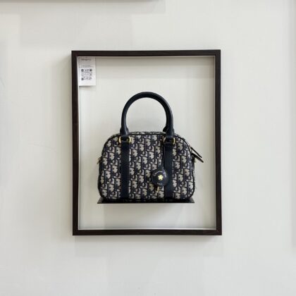 Dior Medium D-Vibe 2way Bowling Bag Oblique Jacquard GHW