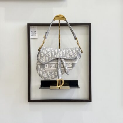 Dior Medium Saddle Grey Oblique Jacquard GHW