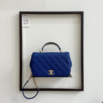 Chanel Carry Around CC Top Handle/Shoulder Flap Blue Caviar Aged GHW