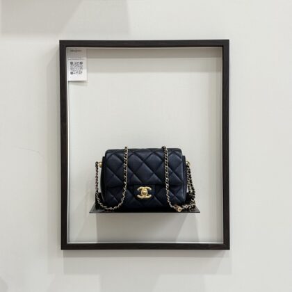Chanel CC 21K Perfect Mini Flap Iridescent Dark Navy Caviar GHW