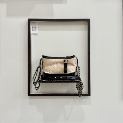 Chanel Small Gabrielle Beige/Black Aged Calfskin GHW