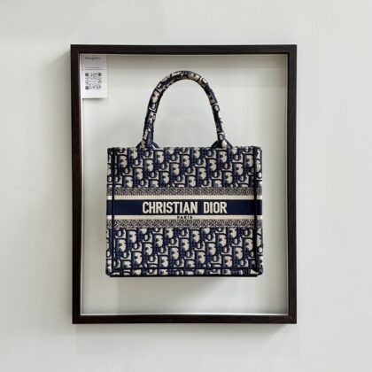 Dior Small Book Tote Navy Oblique Jacquard