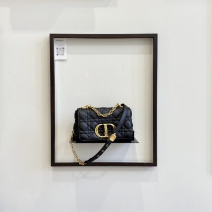 Dior Small Caro Black Grained Leather GHW