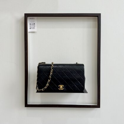 Chanel Vintage Full Flap Chain Shoulder Black Lambskin 24K GHW