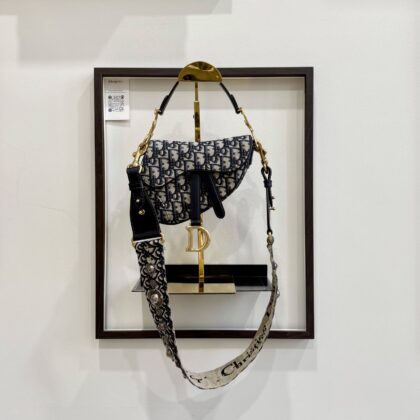 Dior Mini Saddle Oblique Jacquard GHW with Canvas Embellished Strap