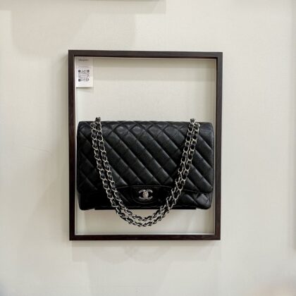 Chanel Maxi Single Flap Black Caviar SHW