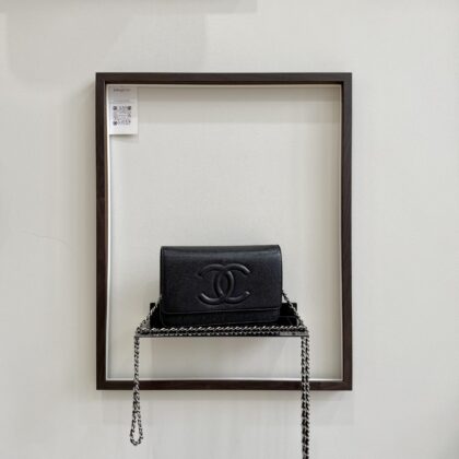 Chanel CC Wallet on Chain Black Caviar SHW