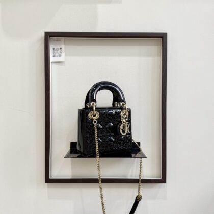 Dior Lady D Mini Black Patent Leather GHW