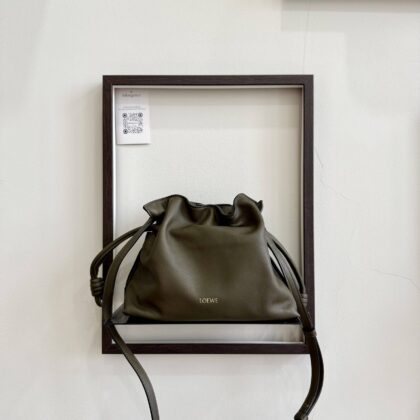 Loewe Mini Flamenco 23cm Clutch/Shoulder Bag Green Nappa Calfskin GHW