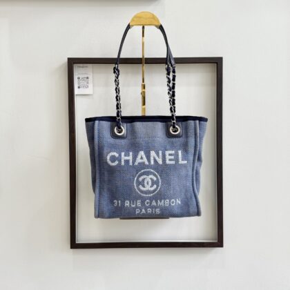 Chanel Mini Deauville Shopping Tote Blue SHW