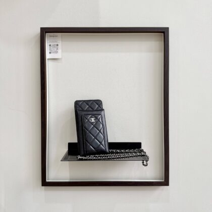Chanel CC Phone Bag Black Lambskin SHW