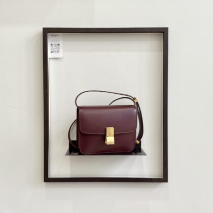 Celine Teen Classic Box Wine Red Calfskin Aged GHW