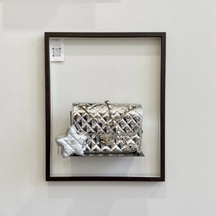 Chanel 24C Mirror Metallic Silver Calfskin Mini Flap Bag 22 cm with Star Coin Purse LGHW