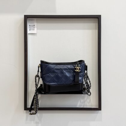 Chanel Small Gabrielle Navy Blue Aged Calfskin GHW