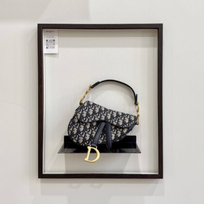Dior Mini Saddle Navy Oblique Jacquard GHW