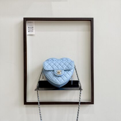 Chanel 22S Heart Chain Bag Baby Blue LGHW