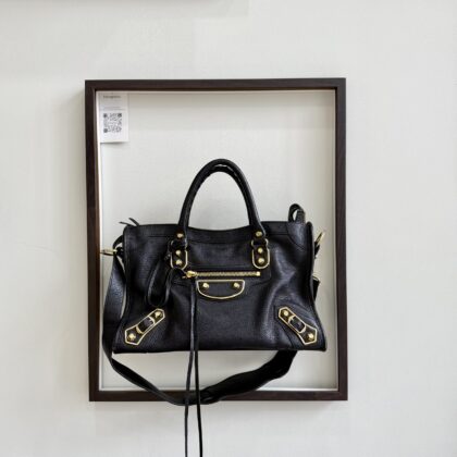 Balenciaga Small Classic City Metal Edge 29cm Black Leather GHW