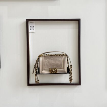 Chanel Small Boy Scaled Light Gold Lambskin Aged GHW