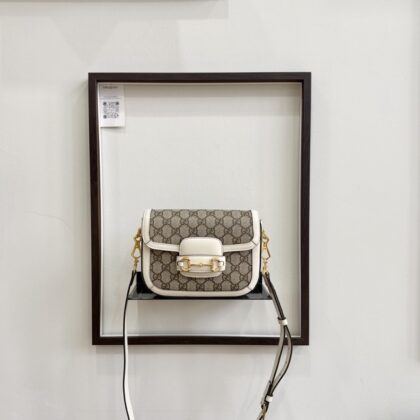 Gucci Mini Horsebit 1955 White Supreme Canvas GHW