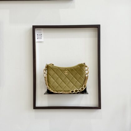 Chanel Hobo 23A Khaki Green Lambskin GHW