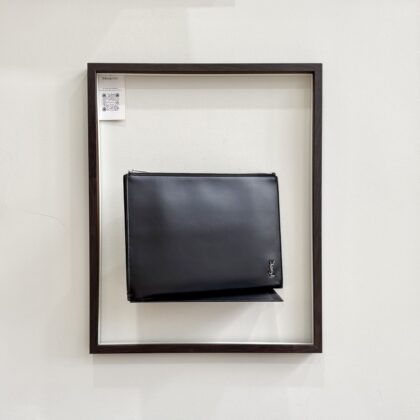 YSL Zip Clutch Black Smooth Calfskin SHW