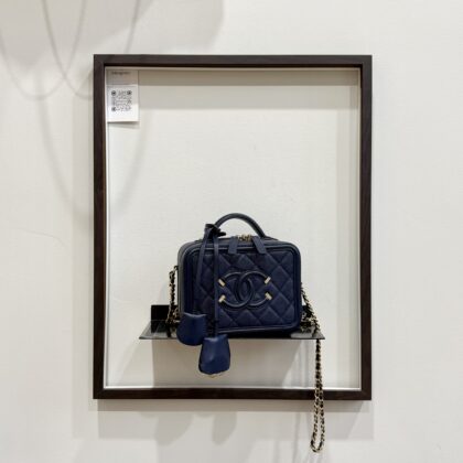 Chanel Small Filigree Blue Caviar Brushed GHW