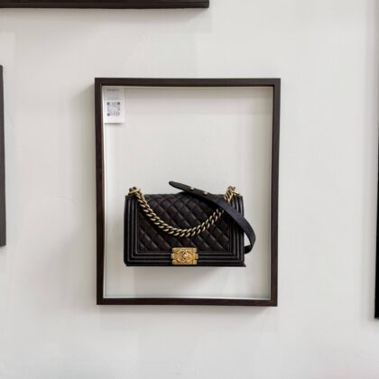 Chanel Old Medium Iridescent Black Caviar Rustic GHW