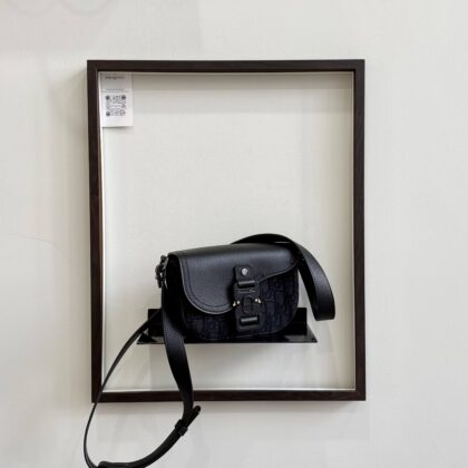 Dior Mini Saddle Messenger Black Oblique Jacquard/Calfskin SHW