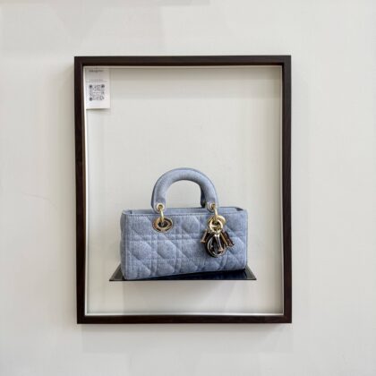 Dior Small D-Joy Blue Denim GHW