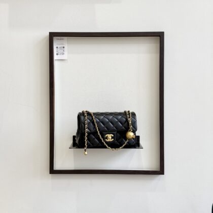 Chanel Mini Rectangular Flap Pearl Crush Black Lambskin GHW