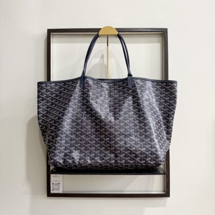 Goyard St Louis GM Navy Blue Canvas/Leather Tote Bag
