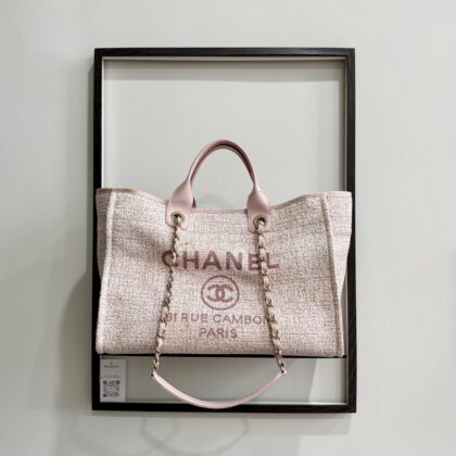 Chanel Medium Deauville Pink Shopper Tote GHW