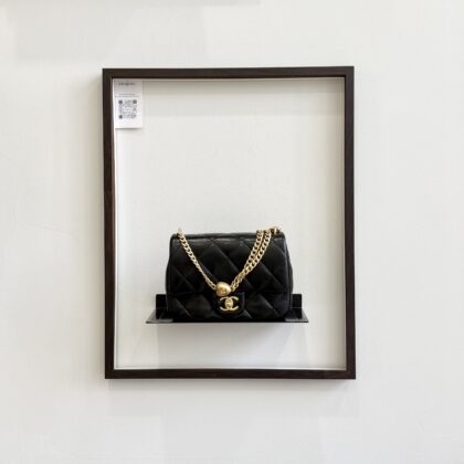 Chanel Sweetheart Heart Crush 20cm Mini Flap Black Lambskin GHW