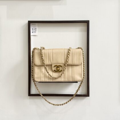 Chanel Vintage Large CC Vertica Flap Beige Lambskin 24K GHW