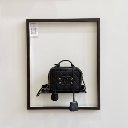 Chanel Small Filigree Black Caviar Brushed GHW