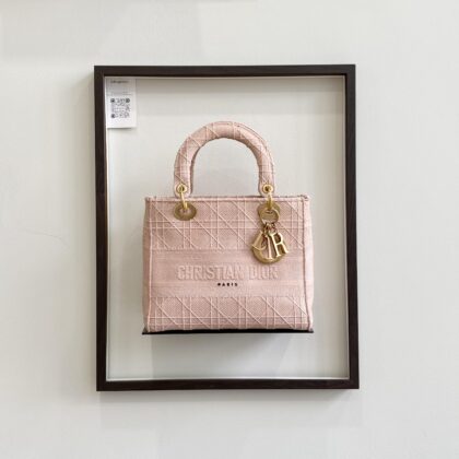 Dior Lady D-Lite Medium Pink Canvas Matte RGHW